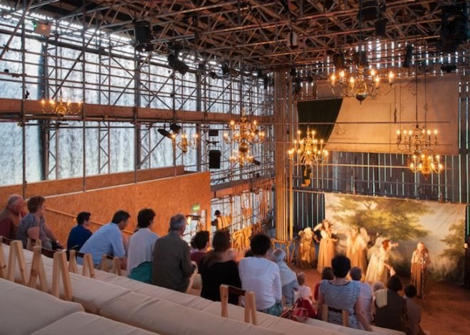 Theater on the Fly, West Sussex, England, Assemble, UK, recycled materials, temporary design, green design, sustainable design, eco-design, green design, Chichester Festival Theater
