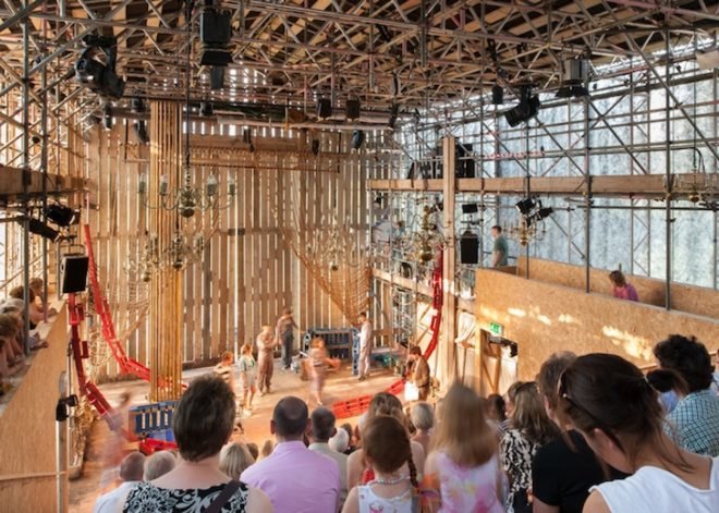 Theater on the Fly, West Sussex, England, Assemble, UK, recycled materials, temporary design, green design, sustainable design, eco-design, green design, Chichester Festival Theater