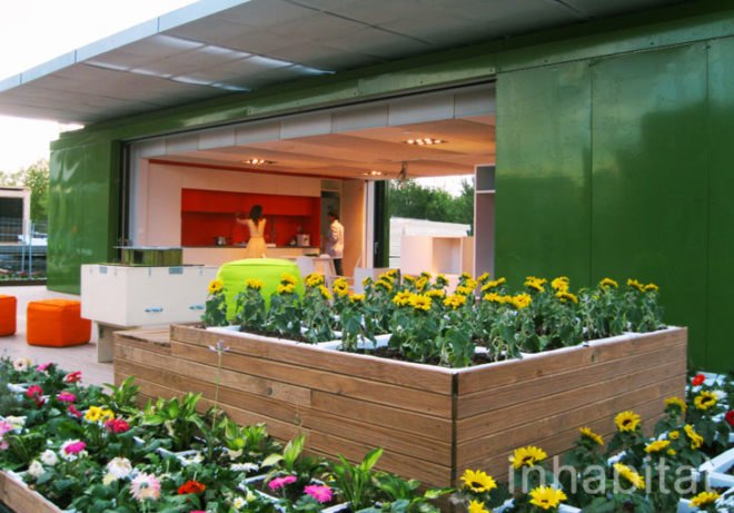 Solar Decathlon, Madrid, Basque, Ekihouse, prefabricated design, self-sufficiency, energy efficiency, photovoltaics, rainwater harvesting, greywater recycling, perforated steel, modular, loft design, bespoke furniture