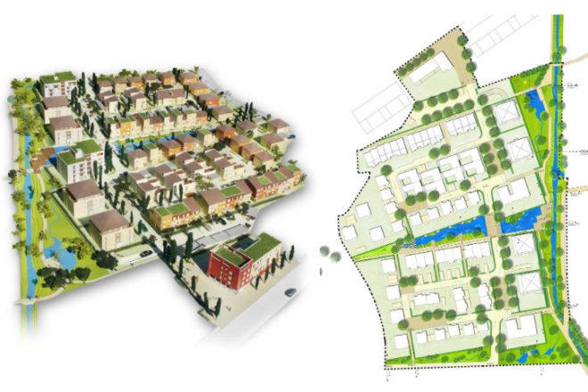 Arkadian Winnenden, Atelier Dreiseitl, stuttgart, green housing, affordable housing, family friendly housing, rainwater harvesting