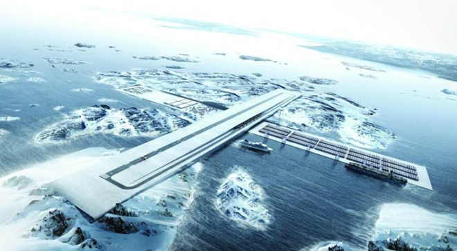 POSSIBLE GREENLAND, 13th annual architecture exhibition of the Venice Biannale, Danish Architecture Centre, Minik Rosing, Nord Architects, Greenland, climate change, connecting greenland: air + port, BIG, bjarke ingels group, TENU, Julie Hardenberg, Inuk Silas Hogh, Nuuk, internationally-accessible airport in Greenland, transportation infrastructure, social infrastructure, transit hub in Greenland, Greenland transit tourism