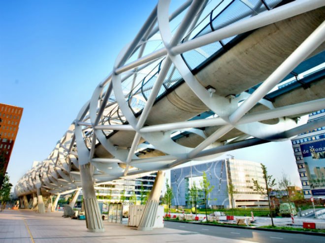 Beatrixkwartier, Zwarts Jansma Architects, the hague, light rail station, train station, tubular space frame, randstadrail