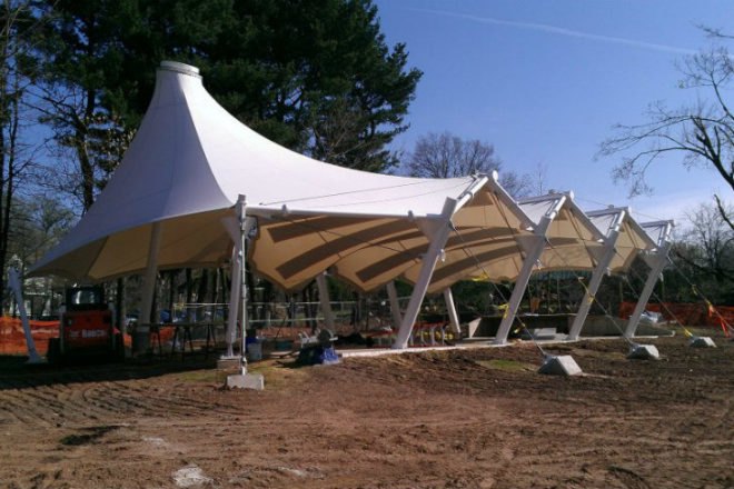 Birdair, Meadow Structure, Staten Island's Childrens Museum, solar shade structure, pv shade structure, marpillero pollak architects
