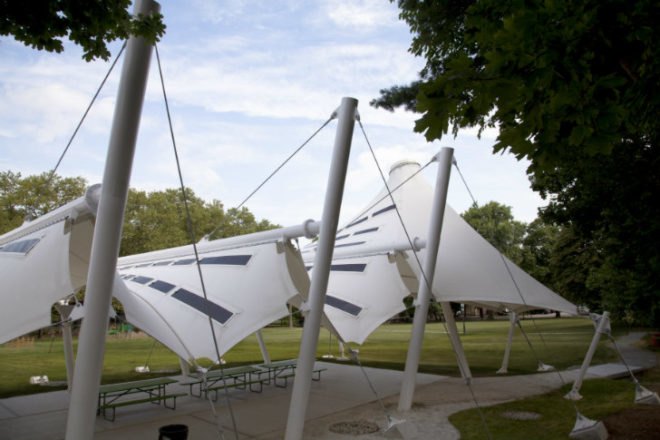 Birdair, Meadow Structure, Staten Island's Childrens Museum, solar shade structure, pv shade structure, marpillero pollak architects