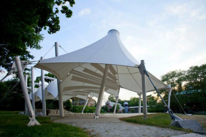 Birdair, Meadow Structure, Staten Island's Childrens Museum, solar shade structure, pv shade structure, marpillero pollak architects