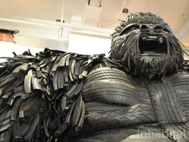 london design festival, design junction, the tramshed, eco designs, gorilla, tyre sculpture