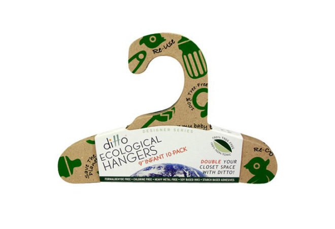 Sustainable design, eco design, green design, Ditto Recycled Hangers, 100% recycled paper, recycled PET plastics, eco-friendly cltohing hangers, soy inks, toxin free, eco fashion, environmentally friendly fashion, green fashion