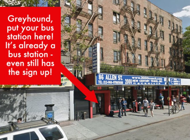 86 Allen Street, Philly Bus Station, New Century Travel, lower east side, chinatown bus, greyhound, greyhound bus, greyhound bus on lower east side, greyhound bus stop essex st, greyhound bus proposal, cb3 community board 3