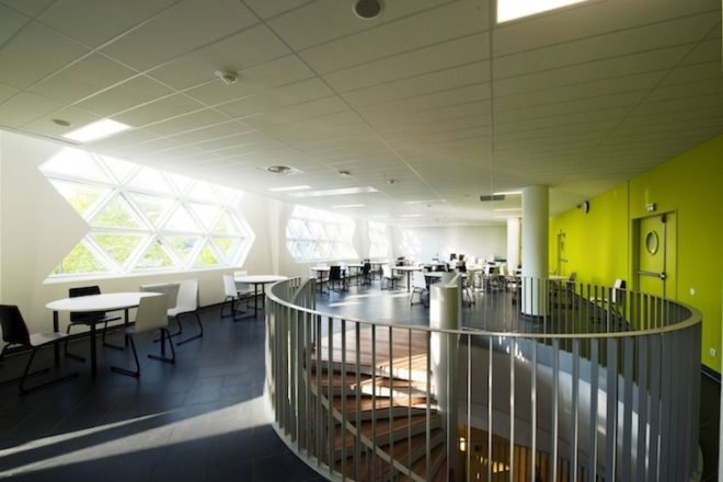Fuksas Studio, Georges-Freche School of Hotel Management, anodized aluminum, solar power, photovoltaic panels, green design, sustainable design, eco-design, montpellier, france, mixed-use facility