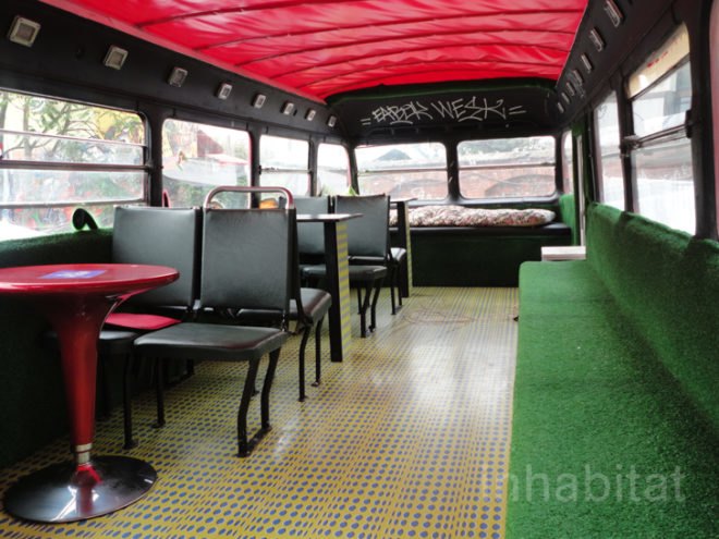green design, eco design, sustainable design, hektikfood, double-decker bus, Berlin, Friedrichshain, vegan friendly restaurant Berlin, adaptive reuse
