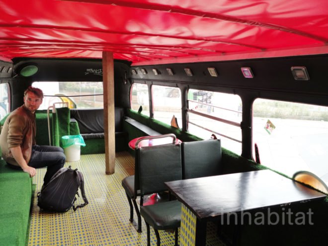 green design, eco design, sustainable design, hektikfood, double-decker bus, Berlin, Friedrichshain, vegan friendly restaurant Berlin, adaptive reuse