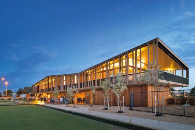 Keast Park Community Pavilion, Jackson Clements Burrows, lawn sports, community pavilion, australia, rainwater harvesting, sustainble timber