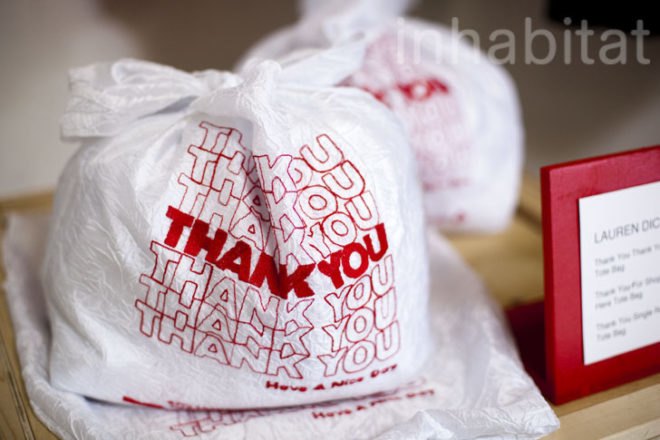 Lauren Dicioccio, embroidery, textile art, The Residency Workshop, San Francisco, reusable bag, plastic bags