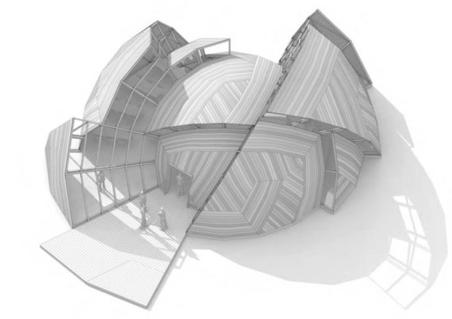 People Meeting Dome, Kristoffer Tejlgaard, Benny Jepsen, danish architecture, geodesic dome, deconstructed dome, timber lattice, prefab building