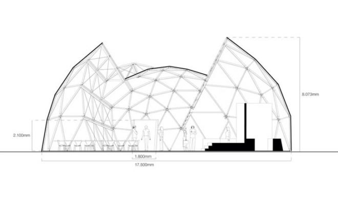 People Meeting Dome, Kristoffer Tejlgaard, Benny Jepsen, danish architecture, geodesic dome, deconstructed dome, timber lattice, prefab building