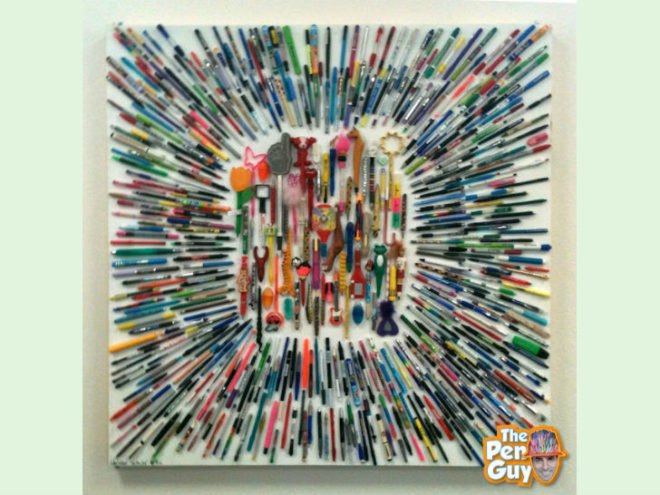 Mercedes Pens, the Pen Guy, dead pens, recycled pens, reclaimed art, eco art, costas schuler