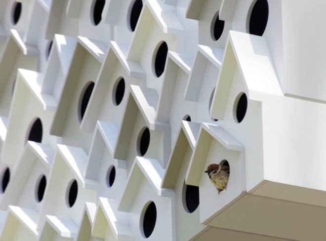 nendo, tree house, treehouses, sustainable design, green design, bird habitat, animals, green architecture, sustainable architecture, Bird-Apartment, Ando Momofuku Center, Komoro City, Japan