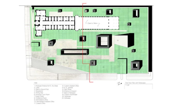 art meadown, matthew hoffman, norristown pennsylvania, norritown prison, underground museum, light wells, green roofs