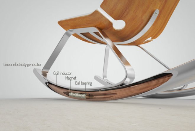 Otarky, Rocking Chair, Modern Furniture, Renewable Energy, Electric Generator, Electricity, Igor Gitelstain, Israel