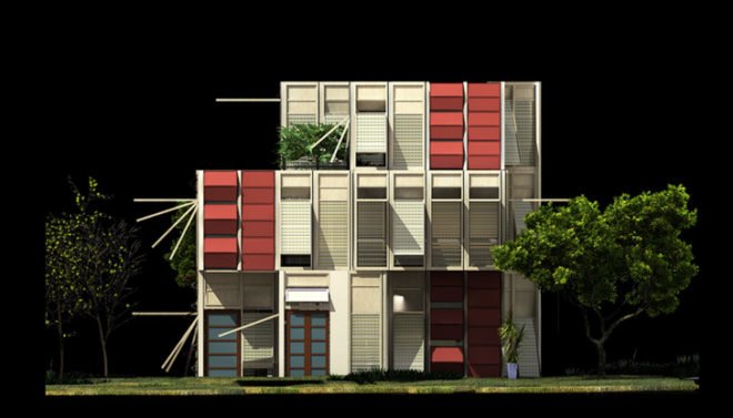 shutters, Home studio desings, lattices, natural cooling, mashrabiya, solar power, thermal storage, daylightng, Arabic contemporary housing,