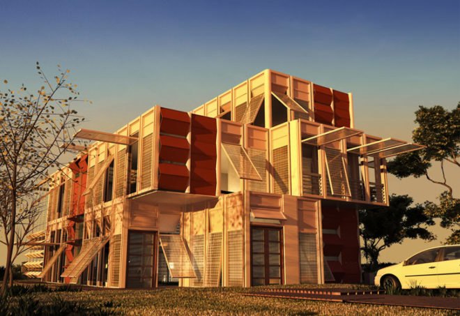 shutters, Home studio desings, lattices, natural cooling, mashrabiya, solar power, thermal storage, daylightng, Arabic contemporary housing,