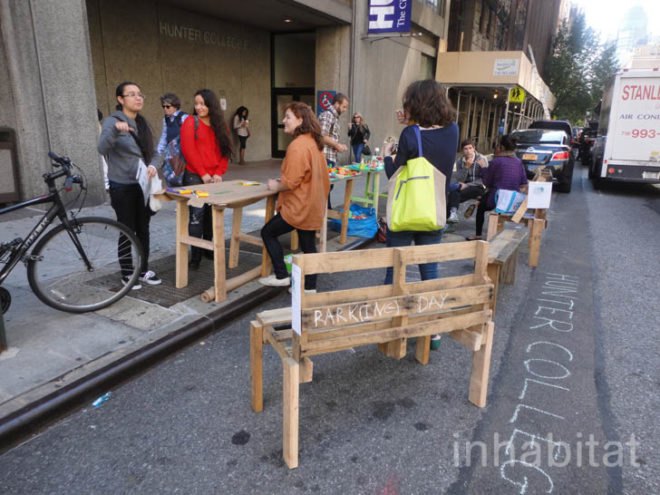 park(ing) Day, Pop up parks, Green design, eco design, sustainable design, Manhattan, Bike MS New York City, Mise en Parc, Andrew M. Emmet, HSH Park(ing) day, B-Cloud Park, GUAPA Open Space