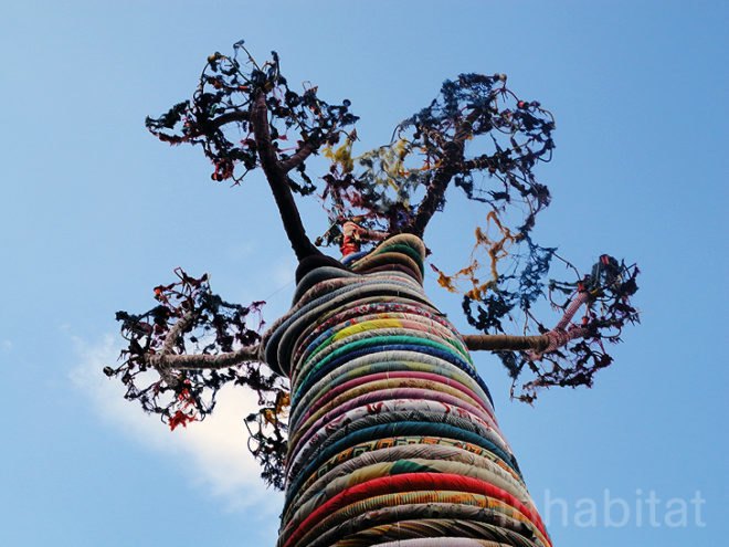 green design, eco design, sustainable design, Under the Baobab Tree, recycled fabric, recycle art, eco art, recycled sculpture, Thames, Southbank Centre, Waterloo Station, Pirate Technics, London Olympics