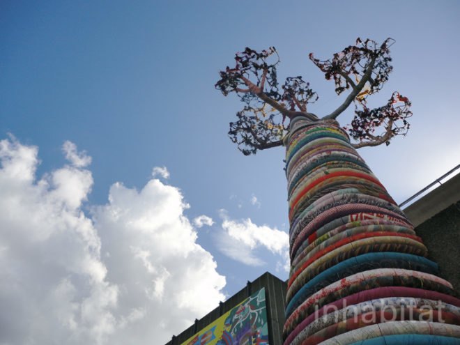 green design, eco design, sustainable design, Under the Baobab Tree, recycled fabric, recycle art, eco art, recycled sculpture, Thames, Southbank Centre, Waterloo Station, Pirate Technics, London Olympics