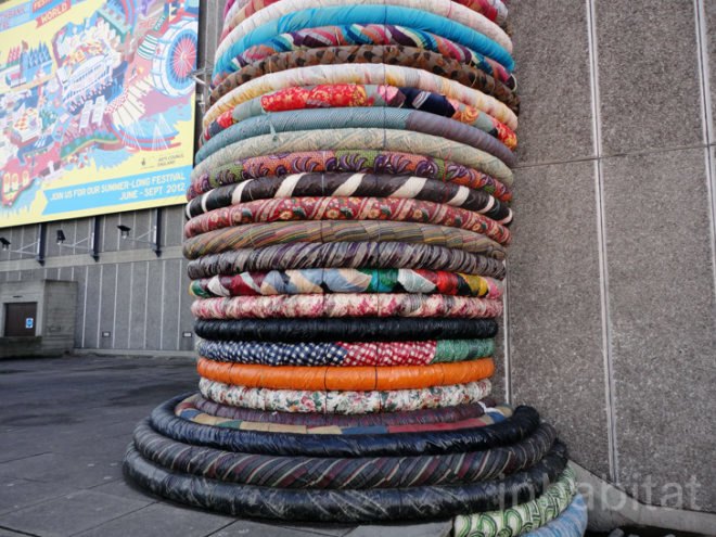 green design, eco design, sustainable design, Under the Baobab Tree, recycled fabric, recycle art, eco art, recycled sculpture, Thames, Southbank Centre, Waterloo Station, Pirate Technics, London Olympics
