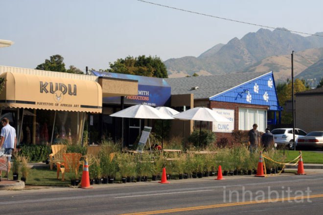 salt lake city, park(ing) day, parking day, pop-up park, public space, urban design, green design, sustainable design, gardening, parking meter park, parklet, public art, urban intervention