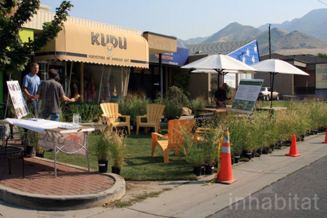 nexus architectural, salt lake city, park(ing) day, parking day, pop-up park, public space, urban design, green design, sustainable design, gardening, parking meter park, parklet, public art, urban intervention