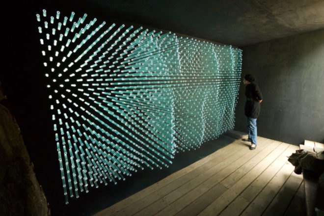 SOL Grotto, Rael San Fratello Architects, uc botanical gardens at berkeley, grotto, solyndra, reclaimed materials, glass rods