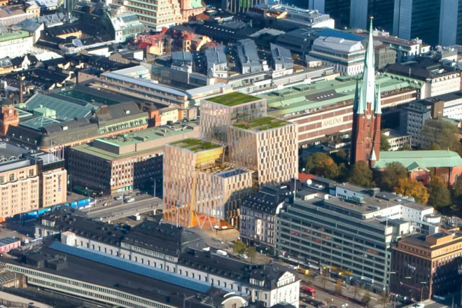 Stockholm City Station, 3XN, stockholm, mixed use development, green roof, train station