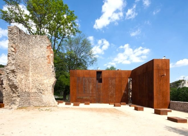Szathmáry Palace, MARP, Tettye, Pecs, Hungary, Corten, weathering steel, daylighting, green design, sustainable design, eco-design