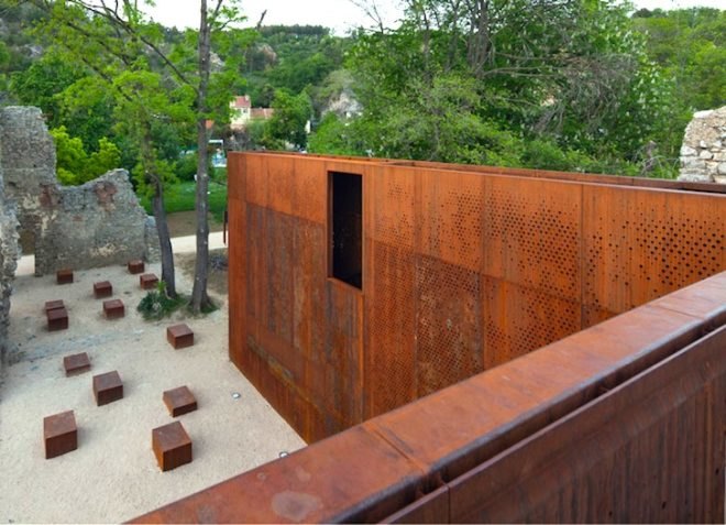 Szathmáry Palace, MARP, Tettye, Pecs, Hungary, Corten, weathering steel, daylighting, green design, sustainable design, eco-design