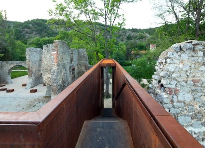 Szathmáry Palace, MARP, Tettye, Pecs, Hungary, Corten, weathering steel, daylighting, green design, sustainable design, eco-design