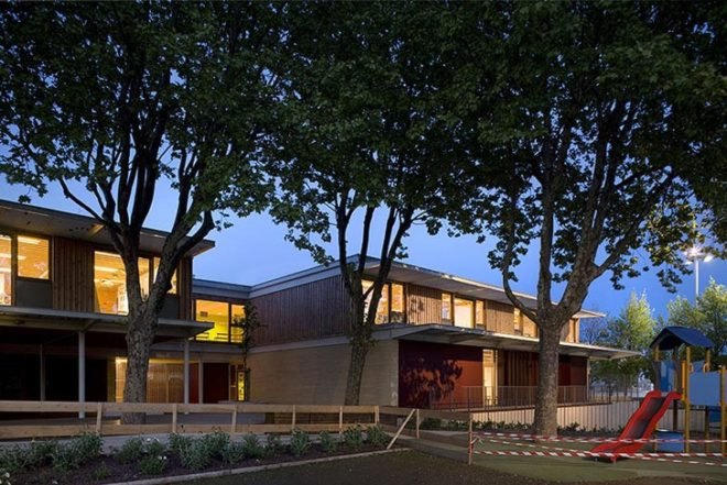 Jean Carrière Nursery School, Nimes, France, Techtoniques, Atelier GA, Sustainable, Certification, Bâtiments Durables Méditerranéens, school, nursery, drainage, passive ventilation, water retention