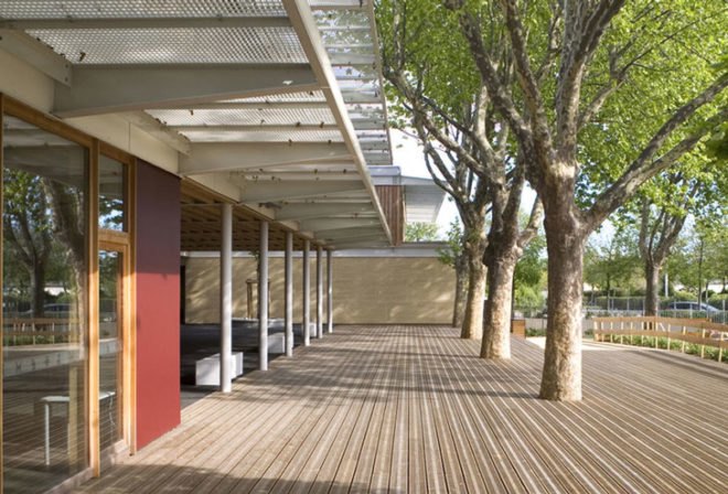 Jean Carrière Nursery School, Nimes, France, Techtoniques, Atelier GA, Sustainable, Certification, Bâtiments Durables Méditerranéens, school, nursery, drainage, passive ventilation, water retention