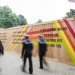 The Movement Cafe, Morag Myerscough, greenwich, pop up cafe, cargotecture, container cafe, temporary cafe, reclaimed materials