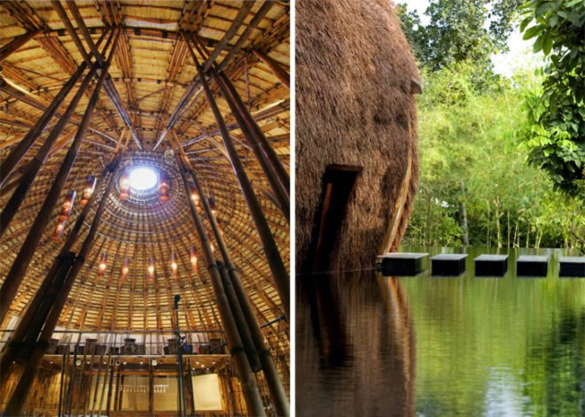 Wind and Water Bar, Vo Trong Nghia, Vietnam architecture, Vietnamese vernacular architecture, prefab building, bamboo architecture, bamboo dome, sustainable building, green materials
