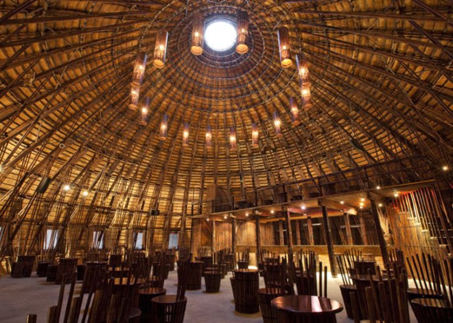 Wind and Water Bar, Vo Trong Nghia, Vietnam architecture, Vietnamese vernacular architecture, prefab building, bamboo architecture, bamboo dome, sustainable building, green materials
