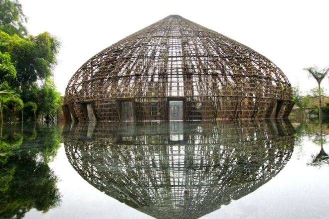 Wind and Water Bar, Vo Trong Nghia, Vietnam architecture, Vietnamese vernacular architecture, prefab building, bamboo architecture, bamboo dome, sustainable building, green materials