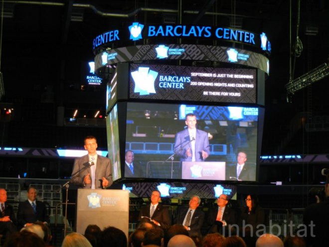 Forest City Ratner Companies, barclays center, barclay center, barclays center green roof, green roofed subway entrance, barclays center plaza, new york nets, shop architects, aecom,