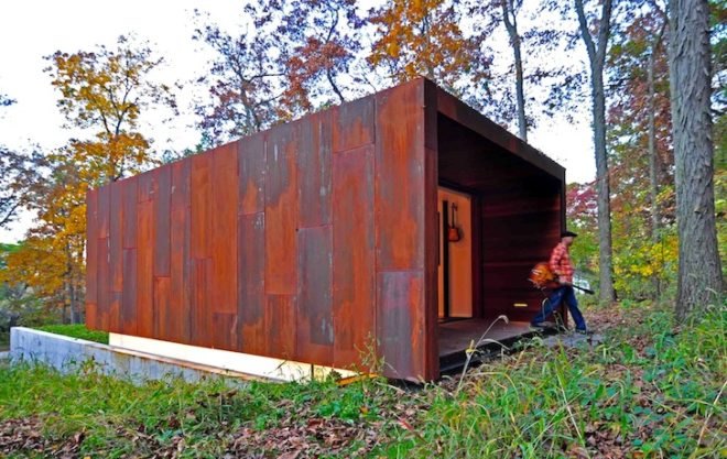 Johnsen Schmaling Architects, Wisconsin, weathering steel, Corten, locally-sourced materials, daylighting, woods, vernacular architecture, midwest, country western, composer, studio, green design, sustainable design, eco-design