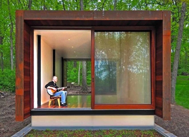 Johnsen Schmaling Architects, Wisconsin, weathering steel, Corten, locally-sourced materials, daylighting, woods, vernacular architecture, midwest, country western, composer, studio, green design, sustainable design, eco-design