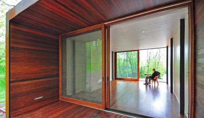 Johnsen Schmaling Architects, Wisconsin, weathering steel, Corten, locally-sourced materials, daylighting, woods, vernacular architecture, midwest, country western, composer, studio, green design, sustainable design, eco-design