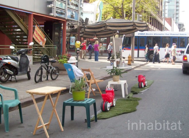 greenprint denver, denver, colorado, park(ing) day, parking day, pop-up park, public space, urban design, green design, sustainable design, gardening, parking meter park, parklet, public art, urban intervention