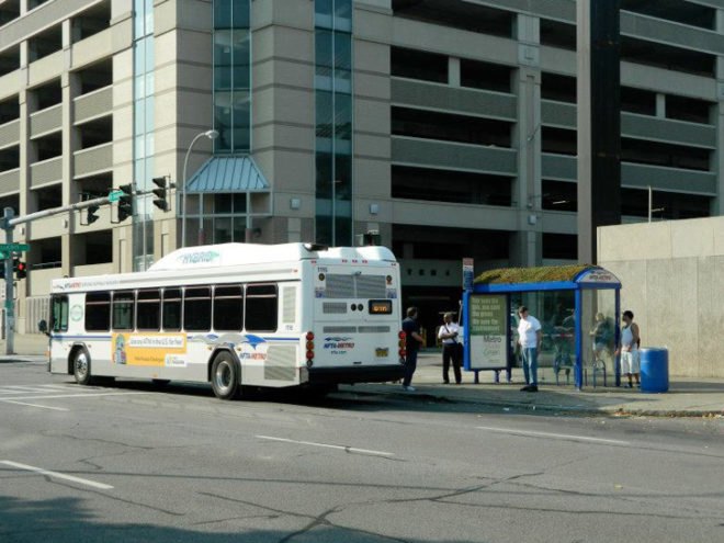 green design, eco design, sustainable design, eco_logic STUDIO, Kevin V. Connors, NFTA, Buffalo, Green roof, living roof, green roof bus shelter, hybrid bus, Niagara Frontier Transportation Authority, Kimberly Minkel, Mike Jackson, Green Top Living Roof, rainwater filtration, North Division and Ellicott