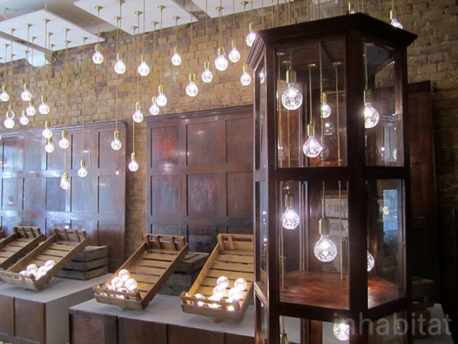 Lee Broom, London design, London Design Festival, Crystal Bulb, Crystal Bulb Shop, Crystal Light, LED Light, British crafts, upcycled display, reclaimed design, salvaged shop fittings