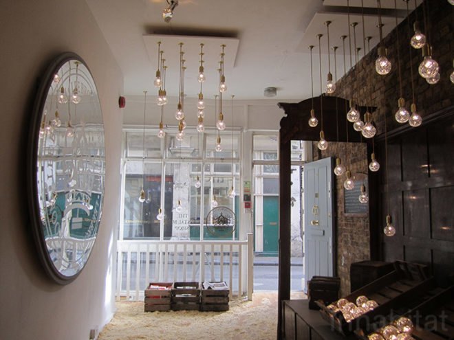 Lee Broom, London design, London Design Festival, Crystal Bulb, Crystal Bulb Shop, Crystal Light, LED Light, British crafts, upcycled display, reclaimed design, salvaged shop fittings